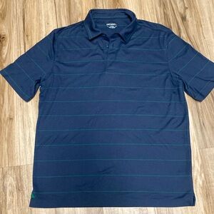 UNTUCKit Mens Polo Navy with Green Stripe Short Sleeve Sz Large